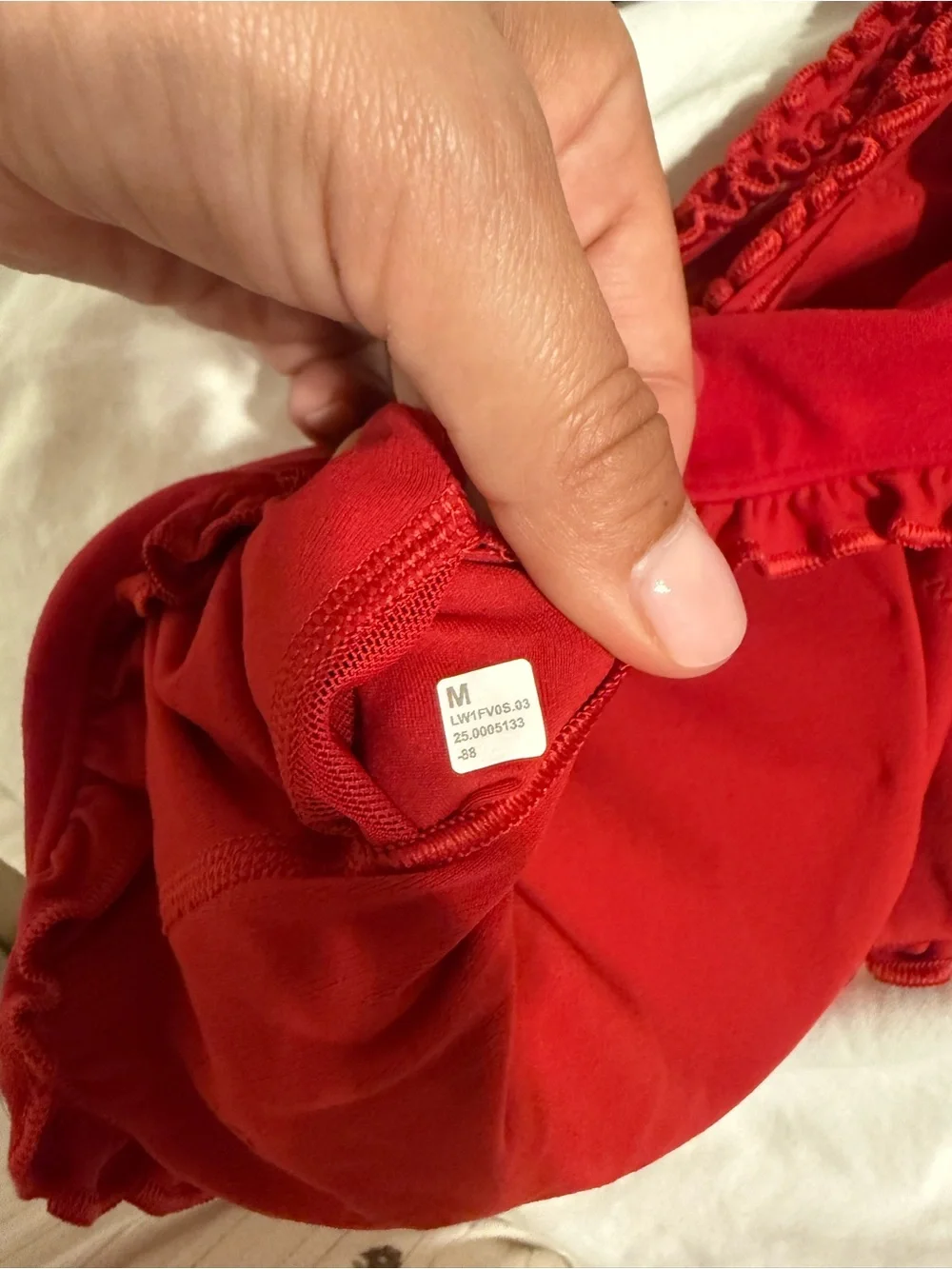 lululemon athletica Red Cropped Tank with Frill Trim